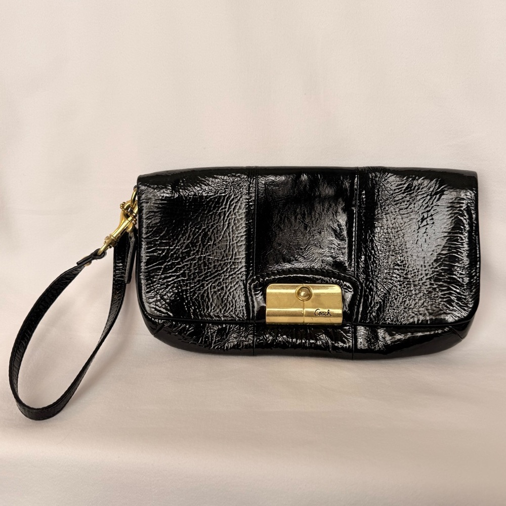Coach Kristen Black Patent Leather Wristlet